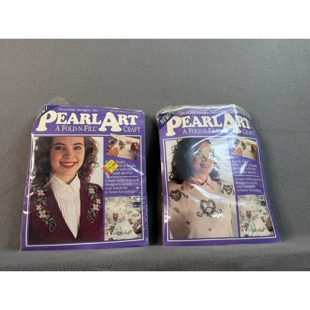 Lot of 2 Distlefink Designs Pearl Art Fold-N-Fill Craft Kits NOS Vintage